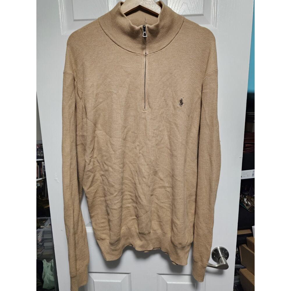 Polo Ralph Lauren Cotton Quarter Zipper Sweater - Brown Sz XXL NWOT